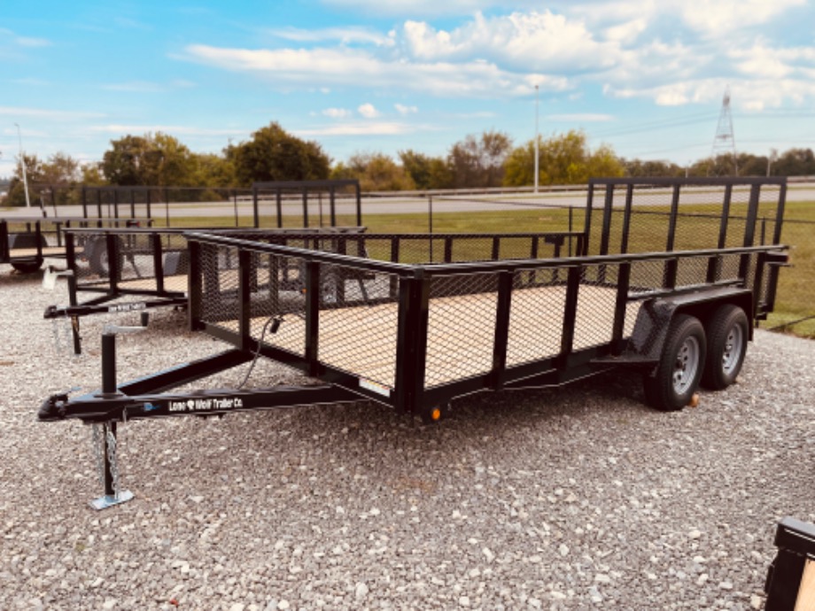 New 7x16 Lone Wolf High Duel Axle with High Sides  hHomesteader Trailers 
